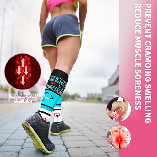 Compression Socks for Women & Men 6 Pairs is Best Supportive Knee High Stockings for Circulation, Travel, Nurses4