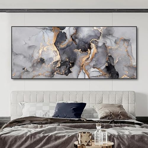 Toile abstraite marbre KEBIA grande peinture murale salon pour habiller un grand mur vide