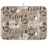 Tapete de secado de tazas de café para encimeras, tapete grande de microfibra marrón para secar platos, tapete de cocina para cafetera, 18 x 24 pulgadas