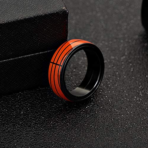 Image of Unisex 8mm Rotatable Sports Pattern Fidget Ring | Stainless Steel, Simple Plain Domed Style, Cool Punk Stress Reliever Jewelry