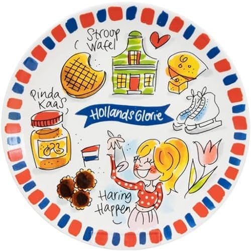 Blond Amsterdam Plato para tarta 18cm Colección Gloria Holandesa – Diseño con haring, stroopwafel y patines