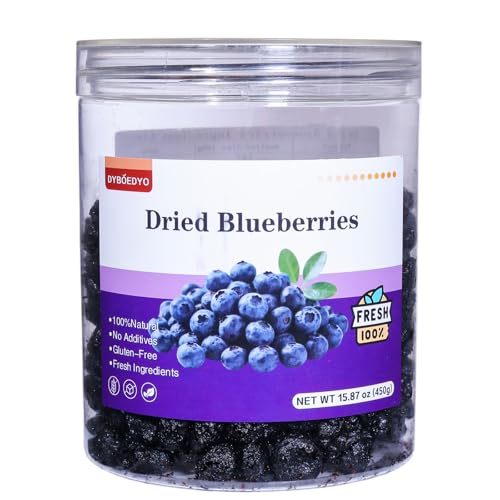 Dried Blueberries No Sugar Added | 15.87oz(450 g) | Dehydrated Blueberries | Fruit Snacks |Handpicked Whole Fruit Blueberrys | Resealable Jar | Ideal for Outdoor Activities, Baking & Lunches