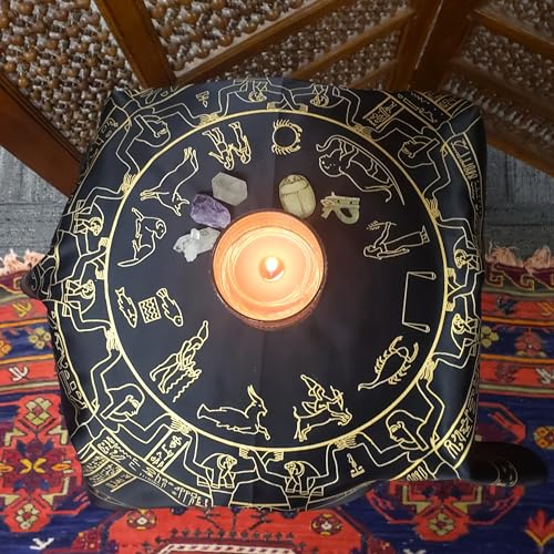 Dendera Zodiac Altar Cloth Scarf - Made in Egypt - Egyptian Inspired - Table Cloth Square2