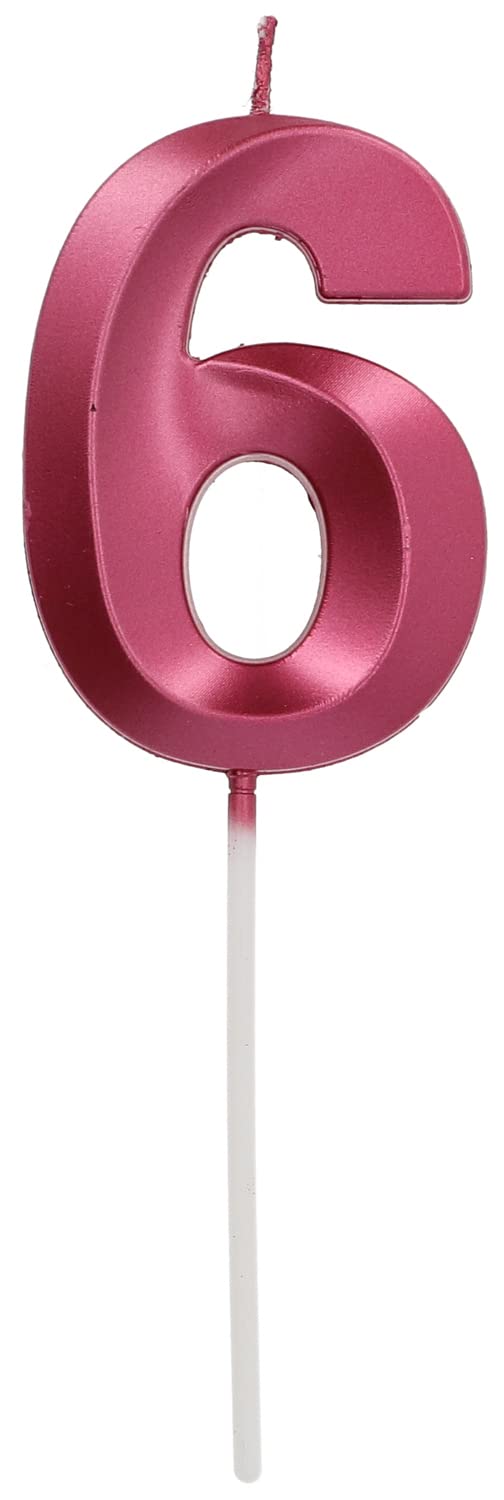 Folat 18886 Candle Glamour Number 6 Red Metallic