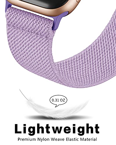 Image of AMANECER Stretchy Nylon Band Compatible with Apple Watch Ultra 3 /2 /1 SE 11 /10 /9 /8 /7 /6 /5 /4, Adjustable Braided Elastic Sport Loop Rugged Straps for iWatch Women Men (Lavender Purple, 44 /45 /46 /49MM)
