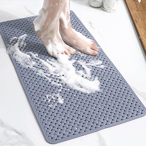 Difenlun X1272 Non-Slip Bathtub Mat With Suction Cups And Drainage Holes, Machine Washable Bathtub Mat, Shower Floor Mat cover