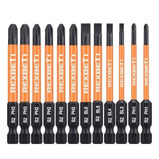 REXBETI Slotted Phillips Screwdriver Bit Set, 1/4 Inch Hex Shank S2 Steel Magnetic 3 Inch Long Drill Bits, 12 Piece