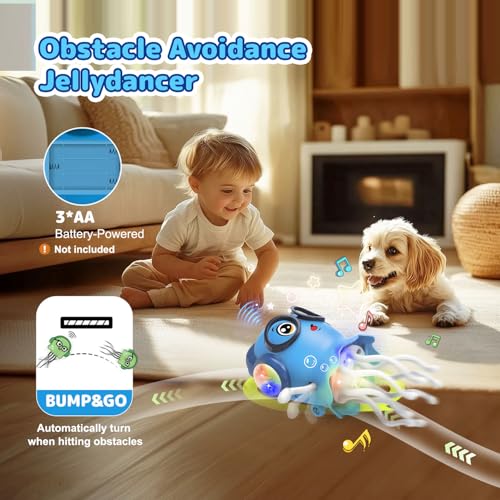 Image of Baby Dancing Jellyfish, Crawling Jellyfish Toy for Tummy Time Boys Girls 3-12 Years Old Boys Girls Magic Crawling Dancing Musical Toy Birthday Gifts for Kids