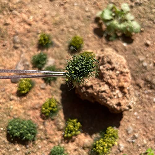 Honoson 56 Pieces Miniature Green Bushy Tufts Lowland Shrubs Tuft Terrain Model Kit for Train Landscape Railroad Scenery Military Layout Model Gaming Terrain Scale Train Accessories - Image 3