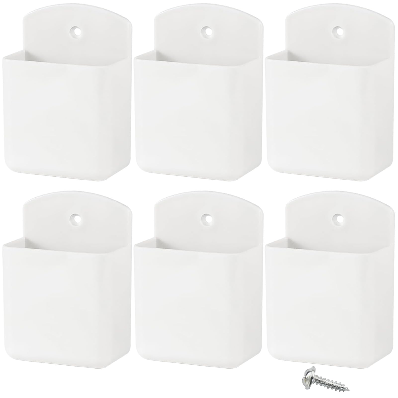 KAKAMINA Remote Control Holder Wall Mount 6pcs,TV Remote Holder with Screws,Self Adhesive Pen Holder for Wall, Suitable for TV Remote Controls, Pens,