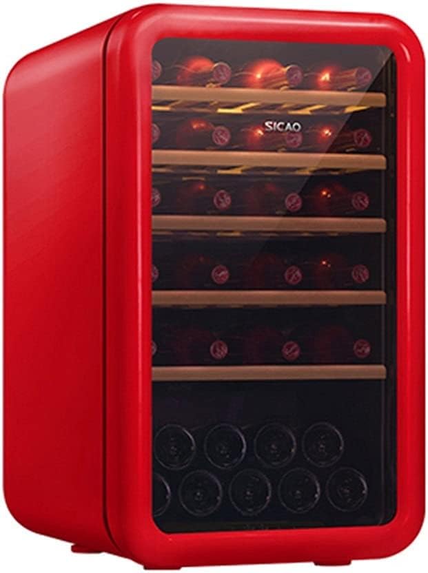 35-Bottle Wine Cooler, Home Independent Wine Cellar, Digital Display Constant Temperature Wine Cooler, Retro Refrigerator, Beverage Ice Bar