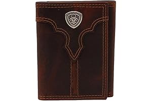 Ariat Men's Trifold Wallet in Brown - Durable Leather with Secure Storage