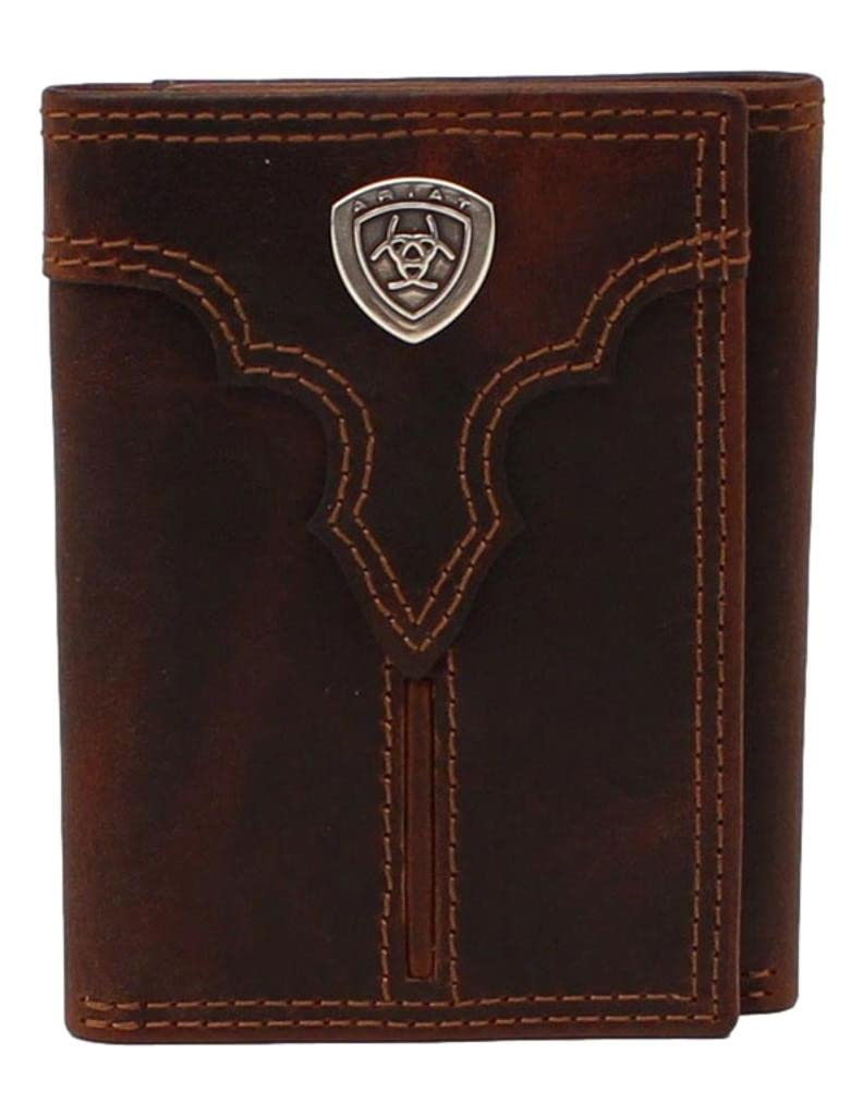 ARIAT Portefeuille à trois volets pour homme Marron