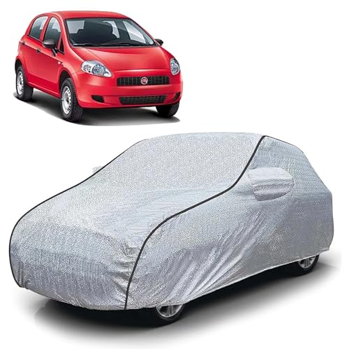 Image of Sulfar 100% Waterproof Car Body Cover Compatible with Mirror for Fiat Petra (Triple Stitched, Full Bottom Elastic, Magic Silver with Black Piping)