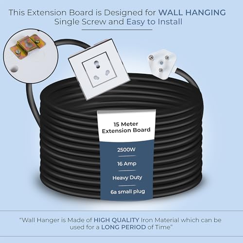 Image of Extension Board Heavy Duty Multi Socket 15A /16A /20A (2500 Watts 6A Small Plug, 15 Meter)