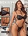 Avidlove Lingerie For Women Sexy Bra And Panty Sets With Garter Belt 3 Piece Underwire Lingeries Set Babydoll Bodysuit Black