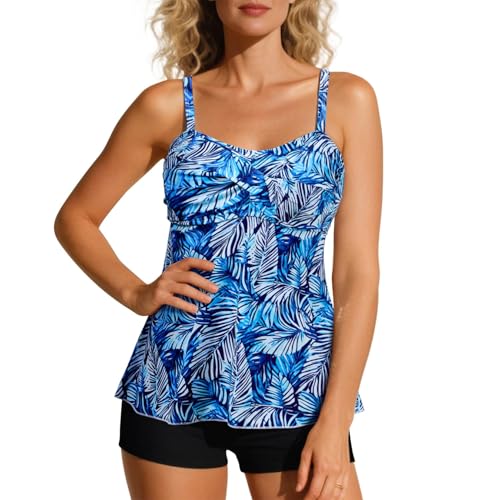 Image of Century Star 2026 Modest Tankini Swimsuits for Women | Tummy Control Two Piece Bathing Suit | Tops with High Waisted Shorts