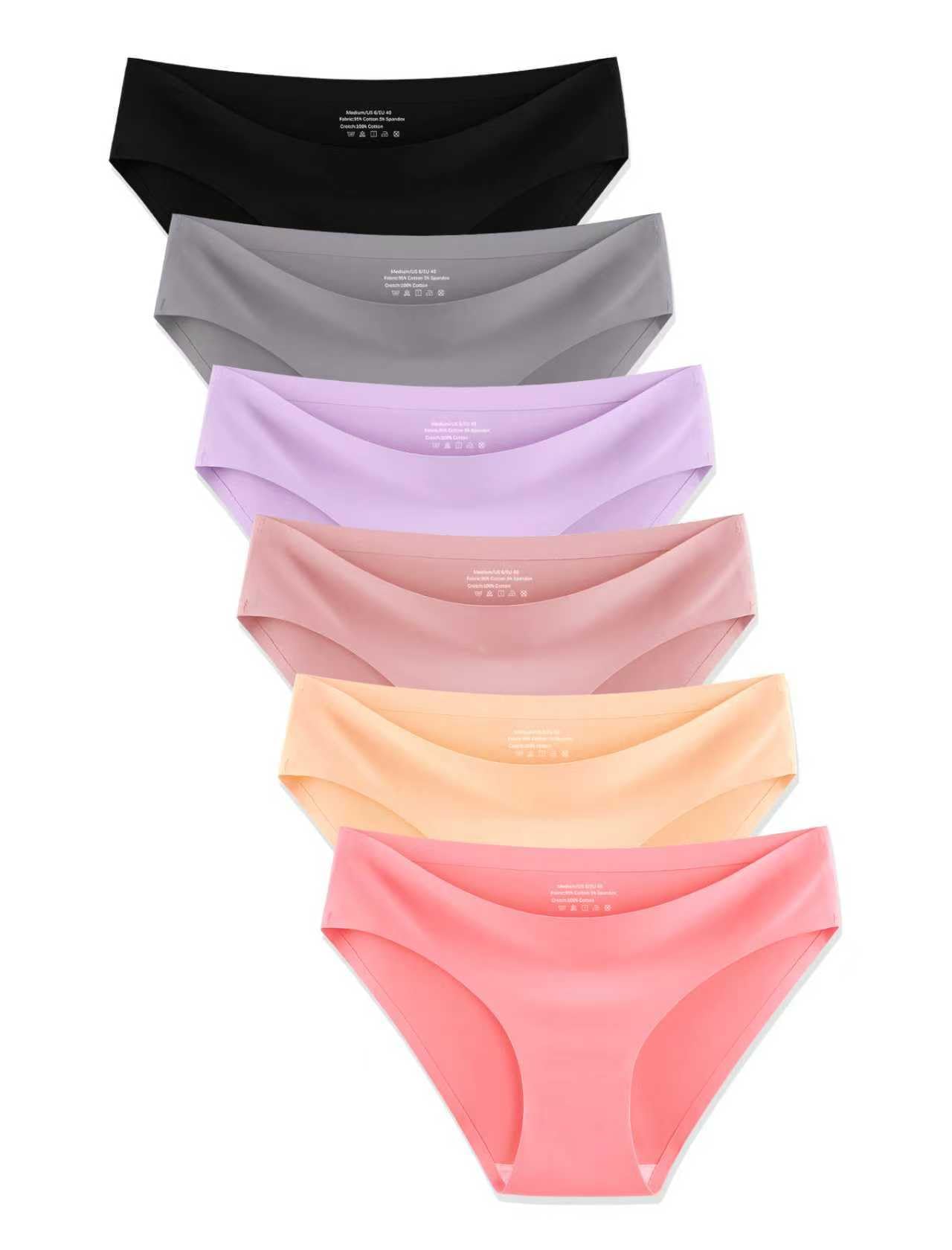 MISSWHO Seamless Womens Underwear Bikini No Show Soft Comfortable Invisibles Briefs Low Rise Hipster Panties 6 Pack