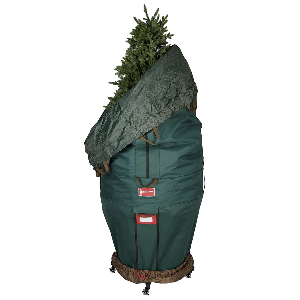 [Upright Tree Storage Bag] - Christmas Tree Storage Bag | Hold Artificial Trees up to 9 Feet Tall - Keep Your Fake Tree Assembled | Includes Rolling Tree Stand (9' - XLarge (Wide))