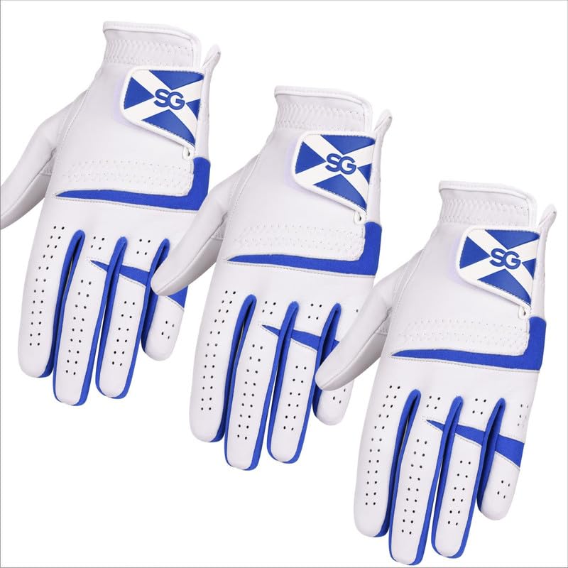 Sports Gear Ltd Pack of 3 Cabretta Leather Men’s Golf gloves, for All Weather Conditions Soft Feel Grip