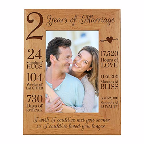 LifeSong Milestones 2nd Anniversary Picture Frame 2 Years of Marriage - Two Year Wedding Keepsake Gift for Parents Husband Wife him her Holds 4x6 Photo - I Wish I Could of met You Sooner (6.5x8.5)