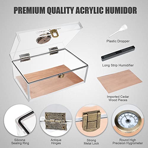 Scotte Acrylic Cigar Humidor Jar/case/Box with Humidifier and Hygrometer,humidor Can Hold About 20 Cigars Including Cigar Cutters and Cigar Punch (Clear-1) - Image 3