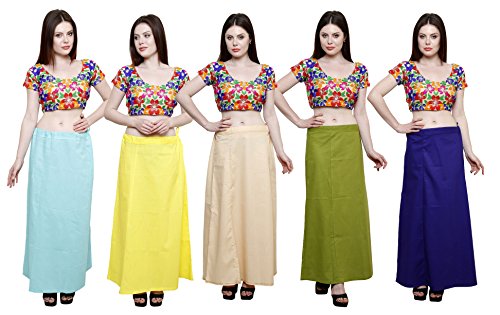 Image of Pistaa's combo of Women's Cotton Best Plain Solid Indian Readymade Inskirt Saree petticoats