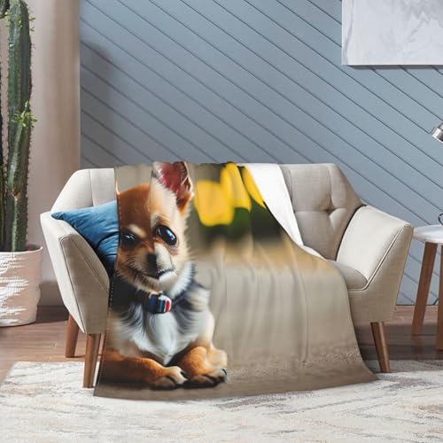 Chihuahua-Hunde-Motiv, ultraweiche Flanelldecke, Anti-Pilling, Mikro-Decken, Sofa, leicht, für alle Jahreszeiten