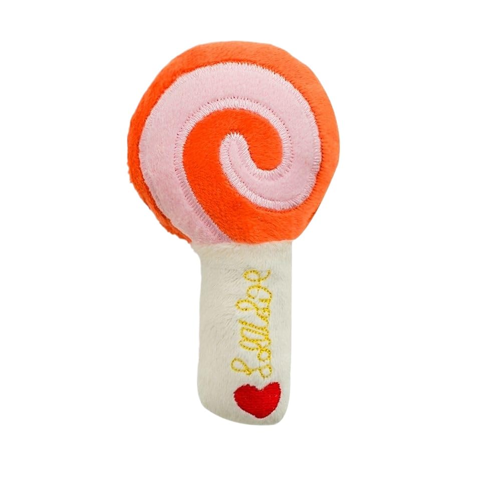 DAFORERAL Lollipop Plush Sound Toy Interactive Pet Toy for Dogs and Cats Chew Toy for Teething Cute Pet