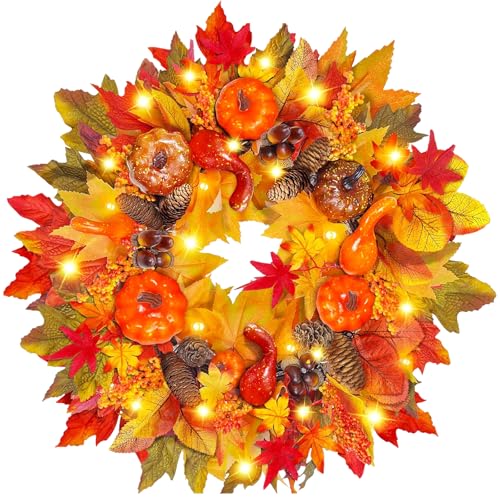 CHANCCI Autumn Wreaths for Front Door,20 Inch Thanksgiving Fall W...