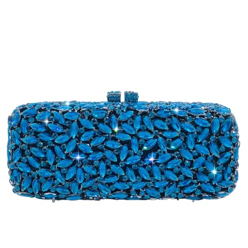 Image of Boutique De FGG Women Crystal Clutch Bag Minaudiere Box Handbag Party Prom Rhinestone Clutch Purse Wedding Bag, Mini