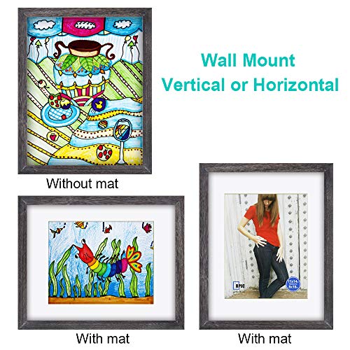 Rpjc Rpjc 11X14 Inch Picture Frame Made Of Solid Wood And High Definition Glass Display Pictures 8X10 With Mat Or 11X14 Without Mat For Wall Mounting Photo Frame Driftwood Finish thumb #2