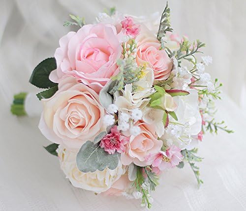 IFFO Handmade Custom Bridal Bouquets for Wedding, Bridal Bridesmaid Wedding Decoration Rose Artificial Bouquets, Wedding Party Decoration