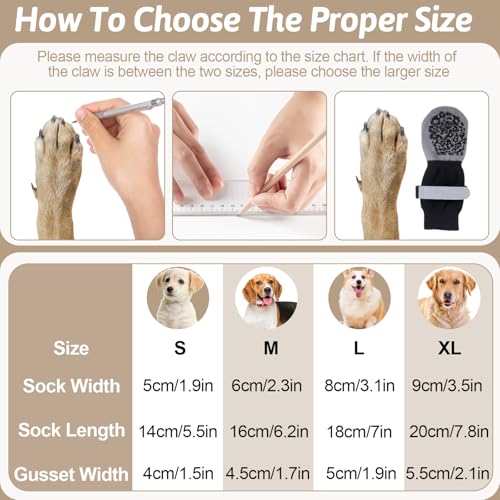 4 Stück Hundesocken Anti Rutsch, Antirutschsocken Hund, Hunde Socken Antirutsch, Hundesocken Leckschutz, Leckschutz Pfotenschutz Hund, Verstellbarem Klettverschluss, für Innen- und Außeneinsatz(XL)