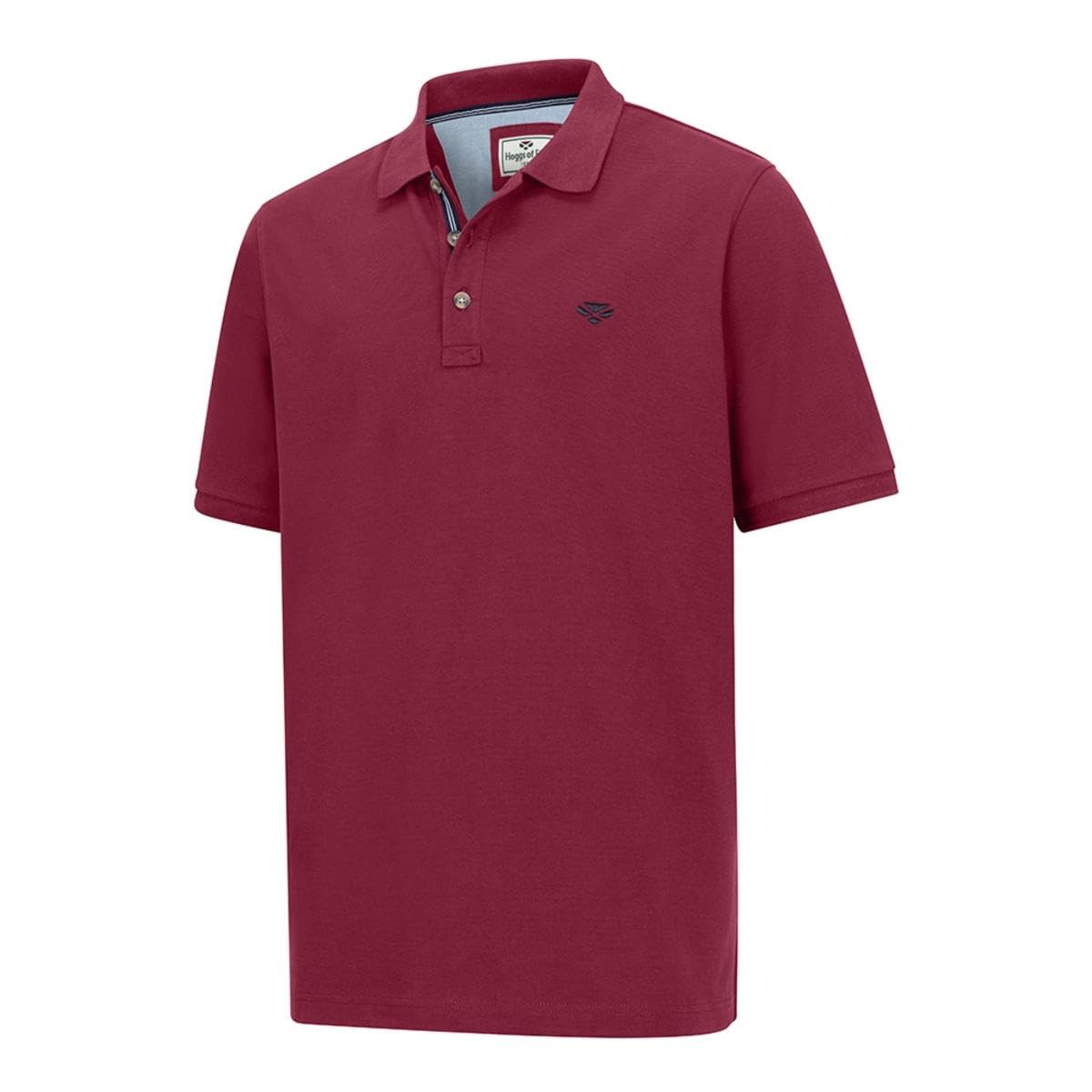 Hoggs of Fife Newton Pique Polo Shirt - Burgundy 100% Cotton, Knit for Breathability