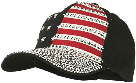SS/Hat American Flag Rhinestone Jeweled Cap - Black OSFM