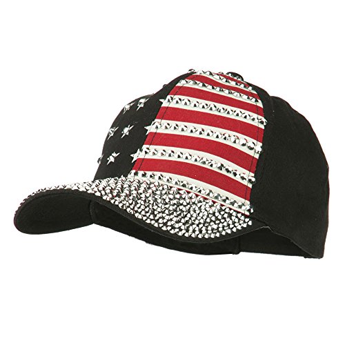 Ss/Hat American Flag Rhinestone Jeweled Cap - Black Osfm #TOP3