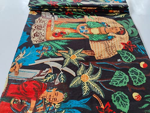 Image of Floral Printed Cotton Fabric Cloth Hand Block Print Fabric Women Material Running Jaipuri Hand Block Printed Women Dress Material Kurtis Natural 44 inch Inches Width 2.5 Meter (Pattern 16)