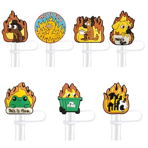 Fun Straw Covers for Stanley, 10mm Silicone Straw Toppers-7Pcs（Style 3）