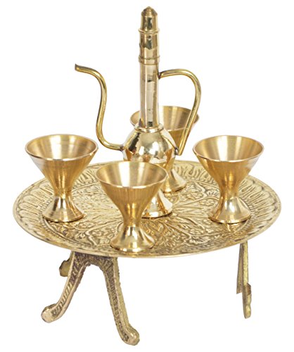 Image of Brass Antique Miniature Dining Table for Showpiece - Home Decor - Unique Show Piece - Rajasthani Handicraft
