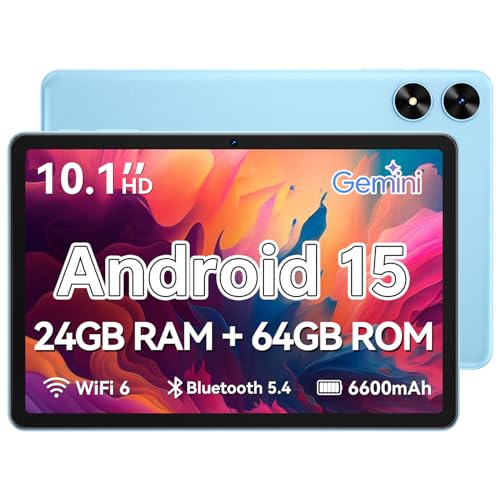 SHARECLOUD Tablet 10.1 inch, Android 15 Tablet with Case, 24GB RAM + 64GB ROM 1 TB Expandable,...