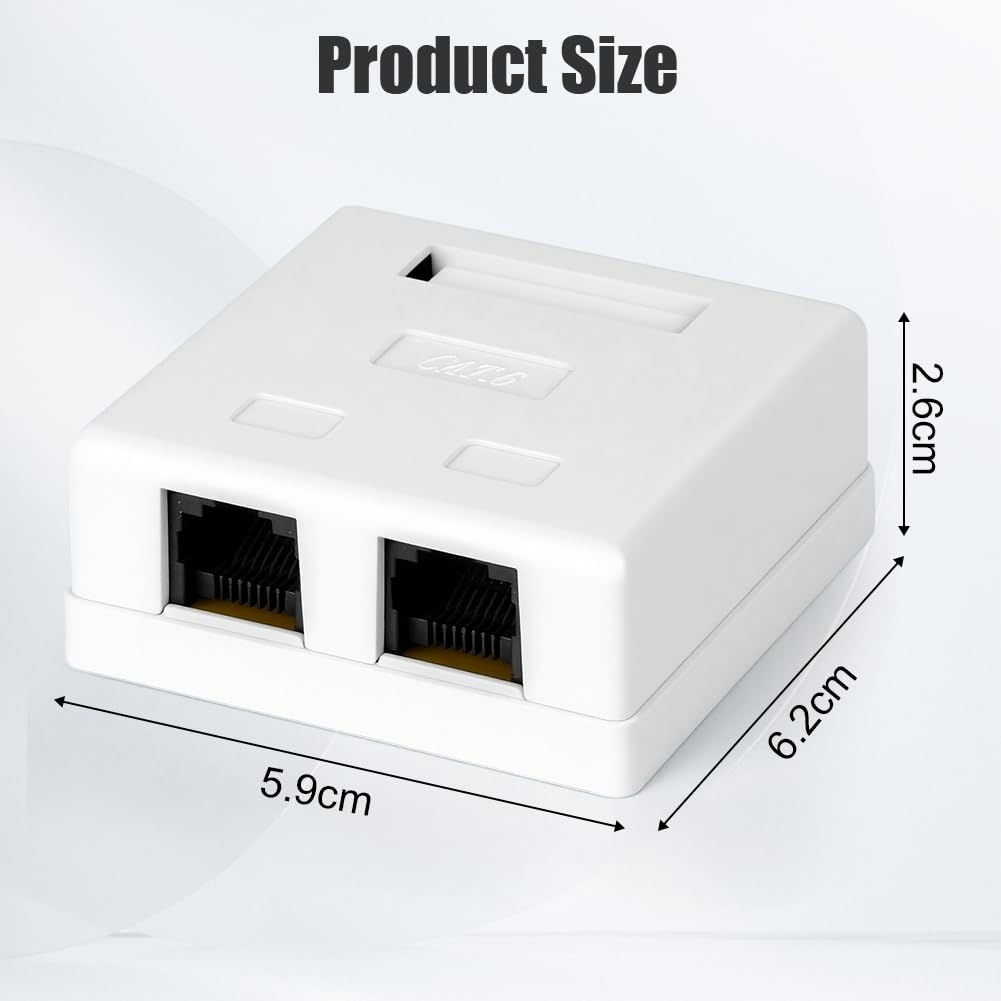kwmobile 2x RJ45 netwerkdoos - Afgeschermde wandcontactdoos - Met CAT6A ethernet LAN kabel aansluiting - Keystone module - Wit - 2 stuks