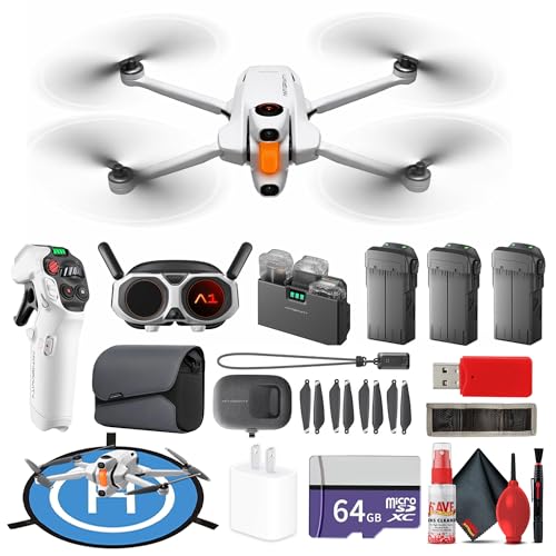 Antigravity A1 Explorer Bundle Drone 8K 360 Camera 3 Batteries | 249g Foldable with Obstacle Avoidance 10km Range Auto Return (DE001-02) + 64GB Card + Landing Pad + More (28pc Bundle)
