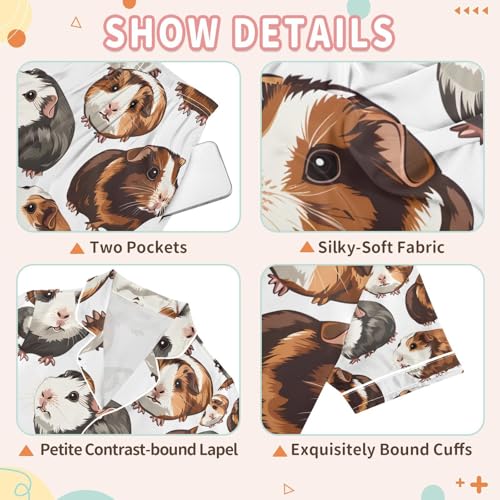 senya Funny Guinea Pig Satin Summer Pajama Sets Silk Short Sleeve Button Down Sleepwear3