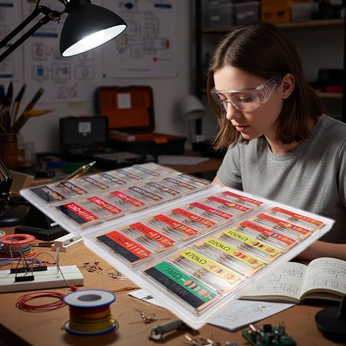 EEEEE 1/4w 28 Values 560pcs with 5% Carbon Resistor Assortment Kit and Electrical Industrial Assorted Set K Ohm Pack for Led Lights (2.2 Ohm - 1M Ohm) - Image 5