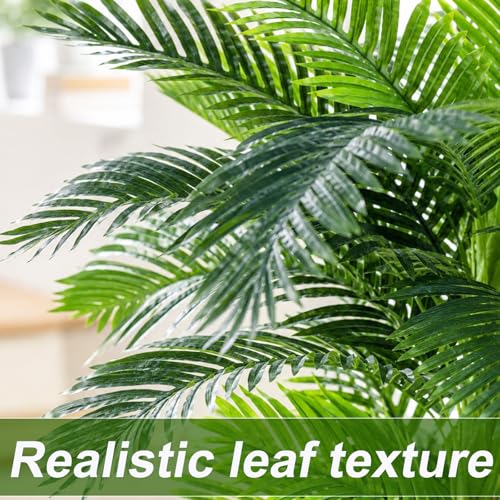 Image of 10ft Tall Triple Golden Cane Palm Artificial Tree Large Tropical Palm Tree UV Resistant Fake Plant in Pot for Indoor Outdoor Big House Living Room Outside Patio Office Home Decor 1Pack