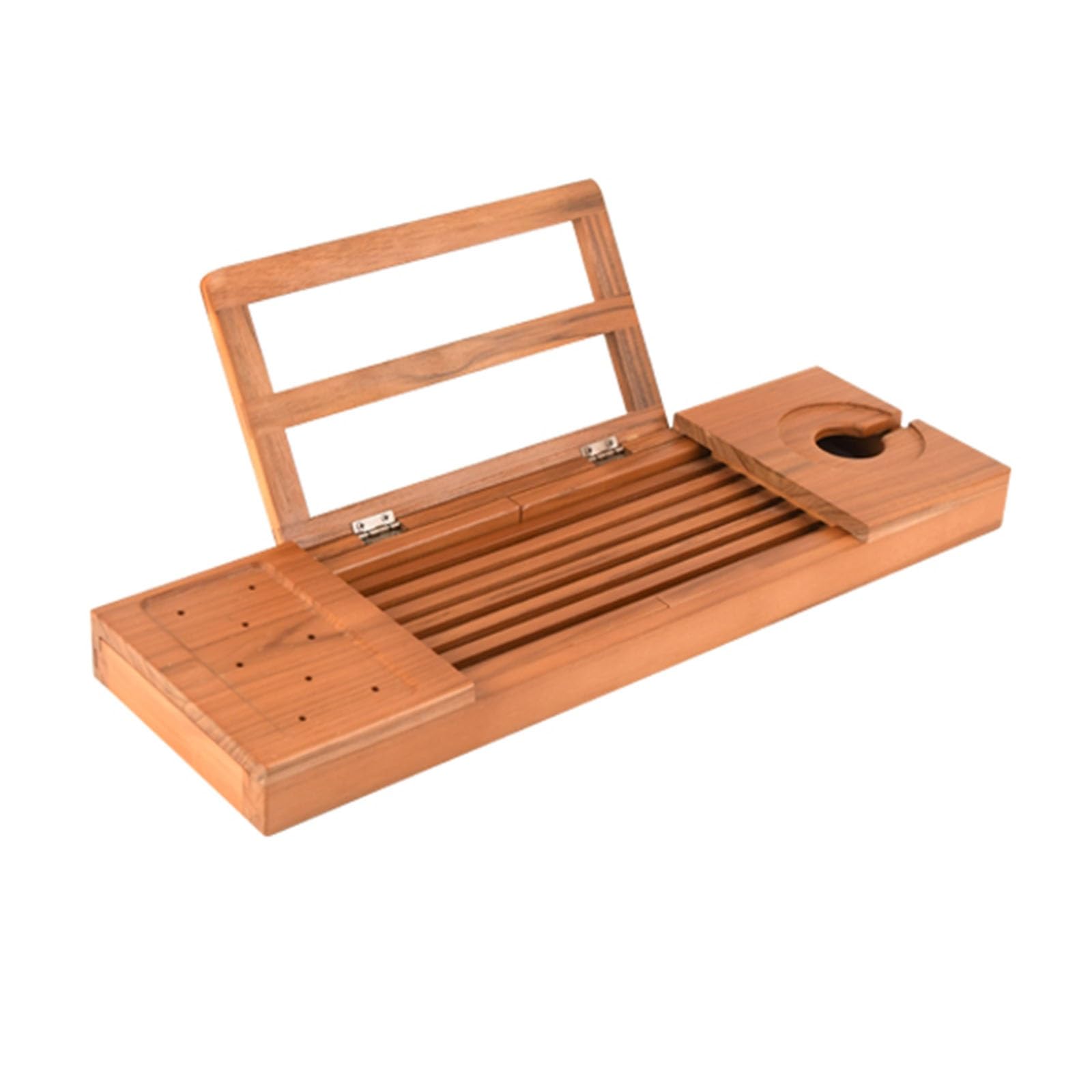 Vassoio da Bagno Antiscivolo Retrattile per Vasca da Bagno, Porta Secchio in bambù, Portaoggetti per Bagno in Legno, Tavola Portaoggetti 50 15,5 4 Cm