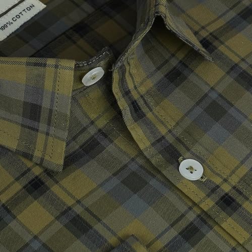 Image of GHPC 100% Cotton Plaid Checks Full Sleeves Regular Fit Formal Shirt for Men
