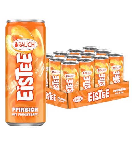 Rauch Eistee Pfirsich | Erfrischendes Getränk aus Schwarztee und Hagebutte | Perfekter Durstlöscher | Ideal für Tee Trinker | Beste Qualität | 12x 330ml Dosen
