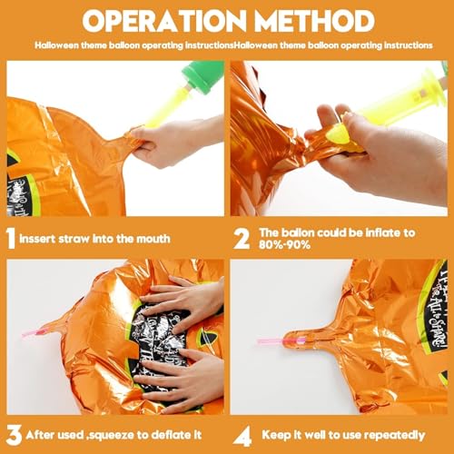 Image of AMFIN (Pack of 32) Happy Halloween Party Scary Pumpkin Balloon Set - Orange